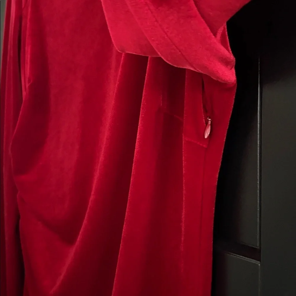Zara Red Long Sleeve Holiday Dress. Soft Velvet Asymmetrical Neckline. Size XXL